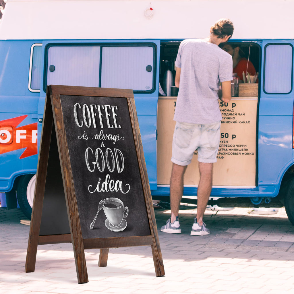 DAHAPYBOO Sandwich Board 48"x24" Solid Pine Wood Rustic Brown