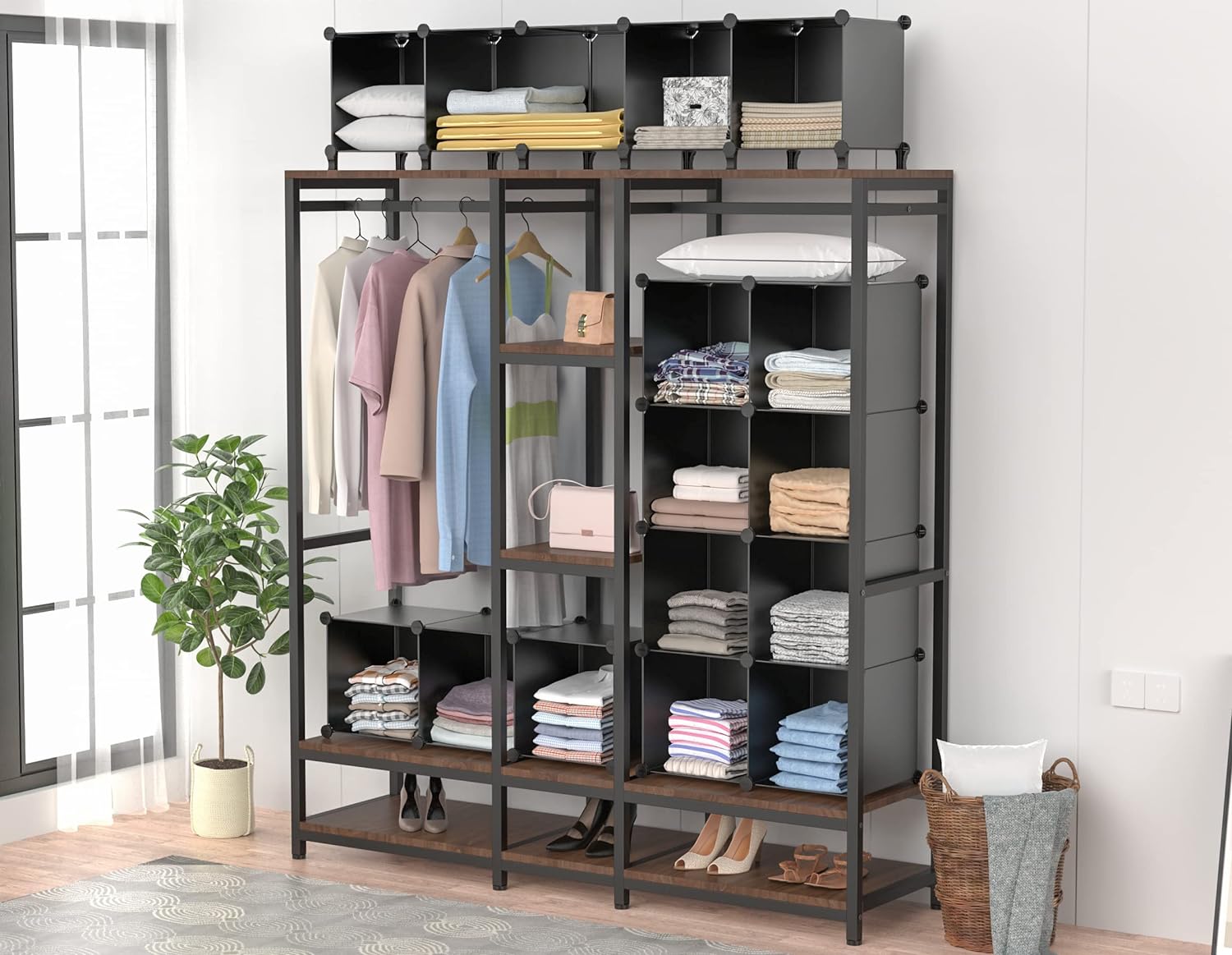 Skiennix 12-Cube Storage Organizer - Portable Closet Organizers for Kids & Adults | Black