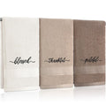 Peryiter 3 Pcs Farmhouse Bathroom Decor Hand Towels 14x29 Inch Cotton Bath Towels Rustic Embroidered for Boho Kitchen Decor Inspirational Christian Gift (Brown Series,Blessed Thankful Grateful)