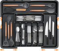 Spaclear Expandable Silverware Organizer - Adjustable BPA-Free Cutlery Tray for Kitchen | Black, 6-9 Slots