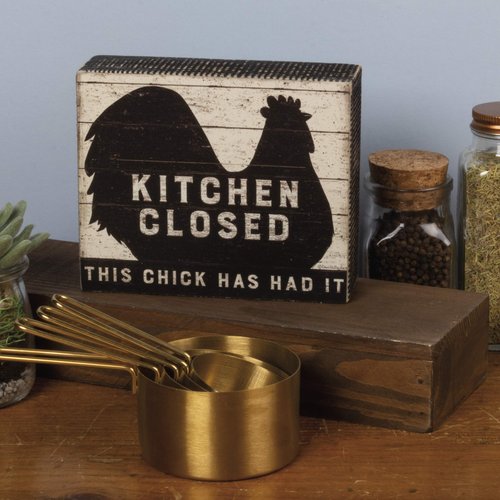 Primitives by Kathy 39386 Distressed Box Sign, Kitchen Closed , Black