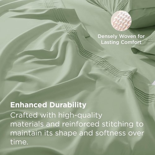 Bedsure Deep Pocket Queen Sheets Set - Soft & Cooling 4-Piece Bed Sheets for 21-Inch Mattresses | Light Green