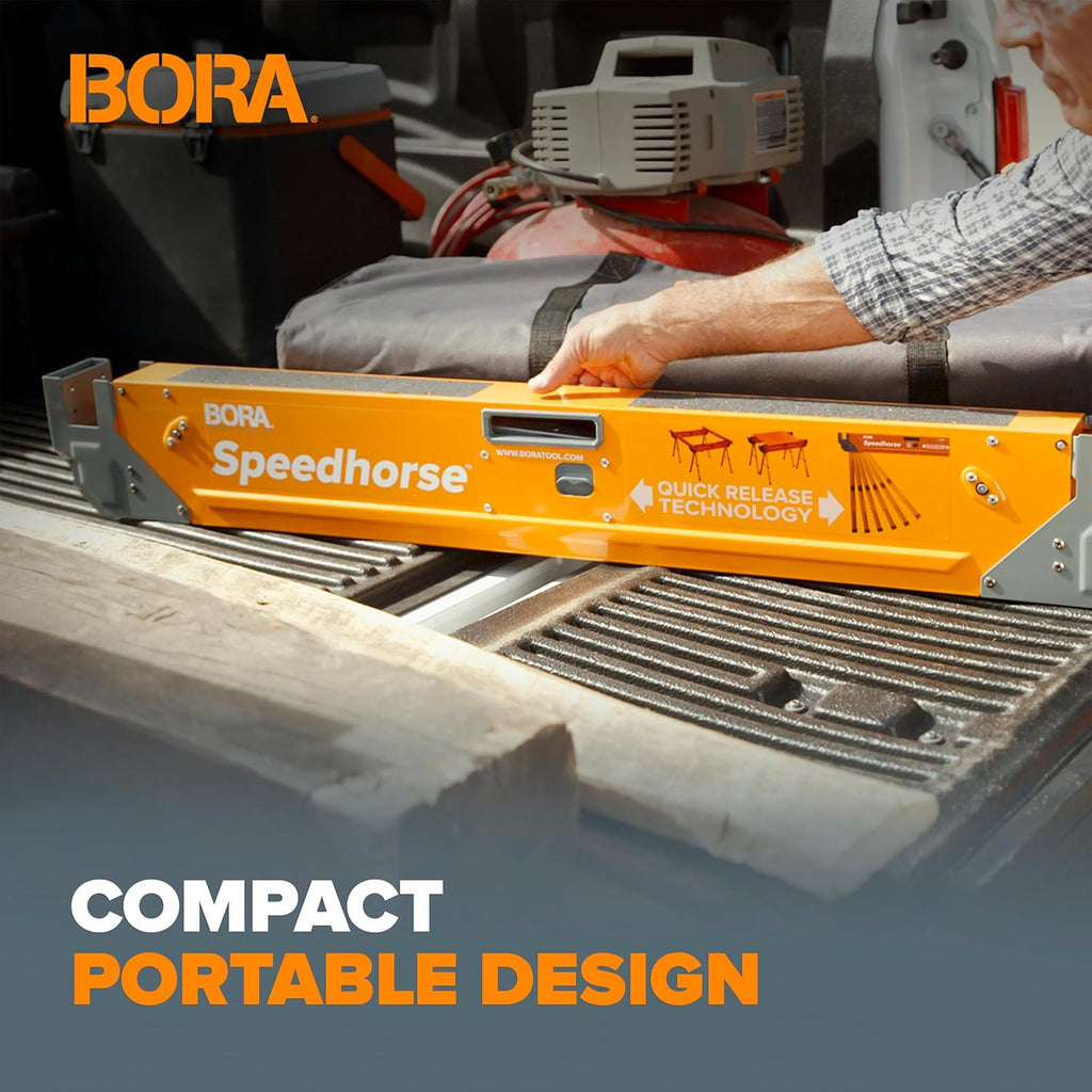 Bora Portamate Speedhorse XT Sawhorse Pair - Heavy-Duty Adjustable 30-36 Inch Legs | Metal Top for 2x4s
