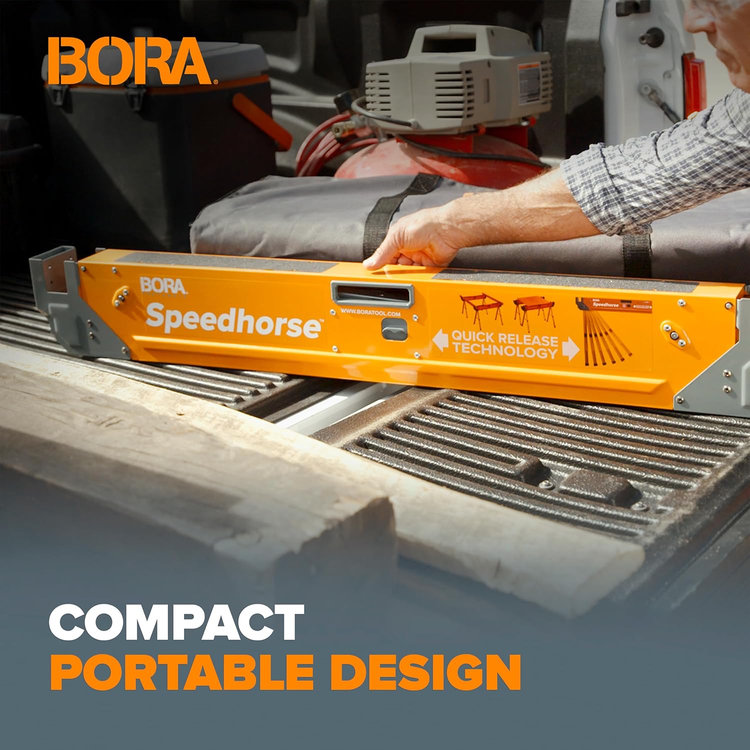 Bora Portamate Speedhorse XT Sawhorse Pair - Heavy-Duty Adjustable 30-36 Inch Legs | Metal Top for 2x4s