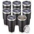 Cool Yoleb 30 oz Tumbler with Lid Stainless Steel Tumblers Bulk Vacuum Insulated Cup Reusable Powder Coated Travel Mug Double Wall Leak Proof Cups Keep Cold Drinks for 12 Hours Black, Set of 8