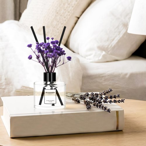 RYANNER Reed Diffuser Set of 3 Pack,Lavender Eucalyptus/White Jasmine/Lemongrass Scented Oil Diffuser with Sticks(1.7 fl oz Each Pack),Air Freshener for Bedroom Bathroom Office | Shelf Decor