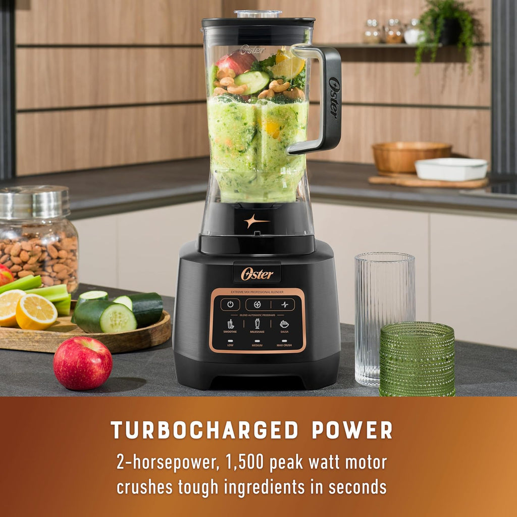 Oster Extreme Mix Blender - 1500-Watt High-Speed Blender with 64oz Jar & Auto Programs for Smoothies | Milkshakes | Salsa