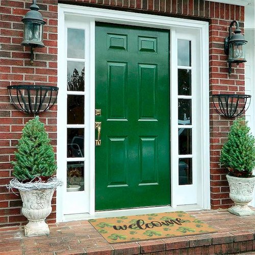 XuoAz St. Patrick's-Day-Clovers-Welcome-Mats Outdoor-Entrance Green-Shamrock-Outdoor-Doormat Non Slip Coir Front Door Mat for Irish Home Decor 17" x 29"