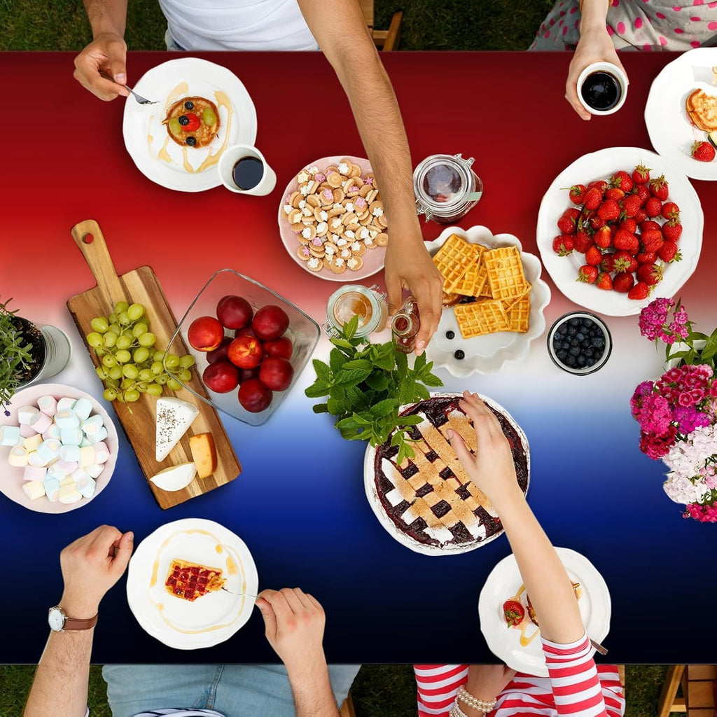 Oudain 12 Pack Patriotic Tablecloths - 54" x 108" Red, White & Blue Gradient for 4th of July Celebrations