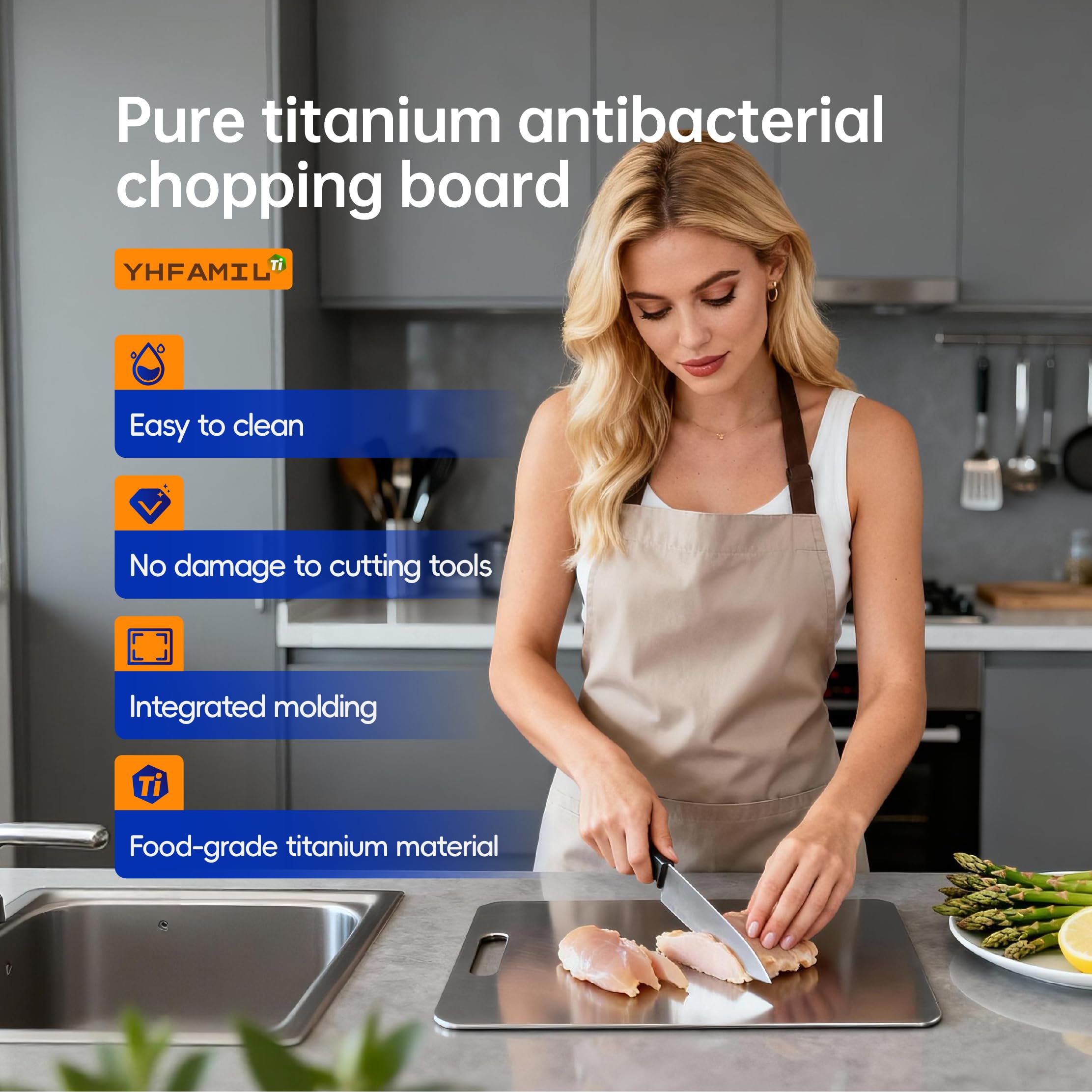 Titanium Cutting Board Set of 3, Titanium Cutting Boards for Kitchen, Cutting boards non toxic, Food-Grade Double-Sided Cutting Board for Raw and Cooked Food Separation, Dishwasher Safe (S+M+L)