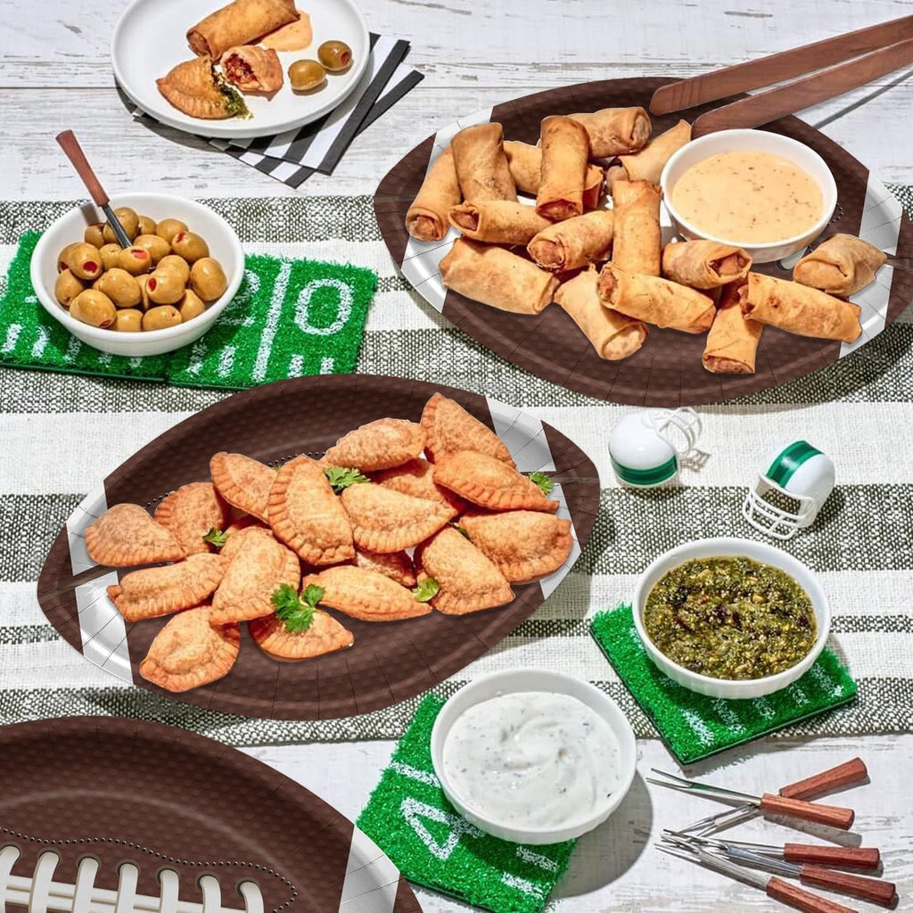PIXHOTUL 40 Pcs Football Shaped Plates, Football Party Decorations Football Party Plates Football Disposable Paper Plates for Kids Men Football Birthday Party Tailgate Party Football Game Day (40)