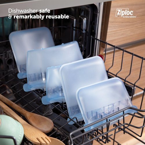 Ziploc Endurables Pouch and Containers Variety Pack, Reusable Silicone Bags and Food Storage Meal Prep Containers for Freezer, Oven, and Microwave, Dishwasher Safe, 5 Total