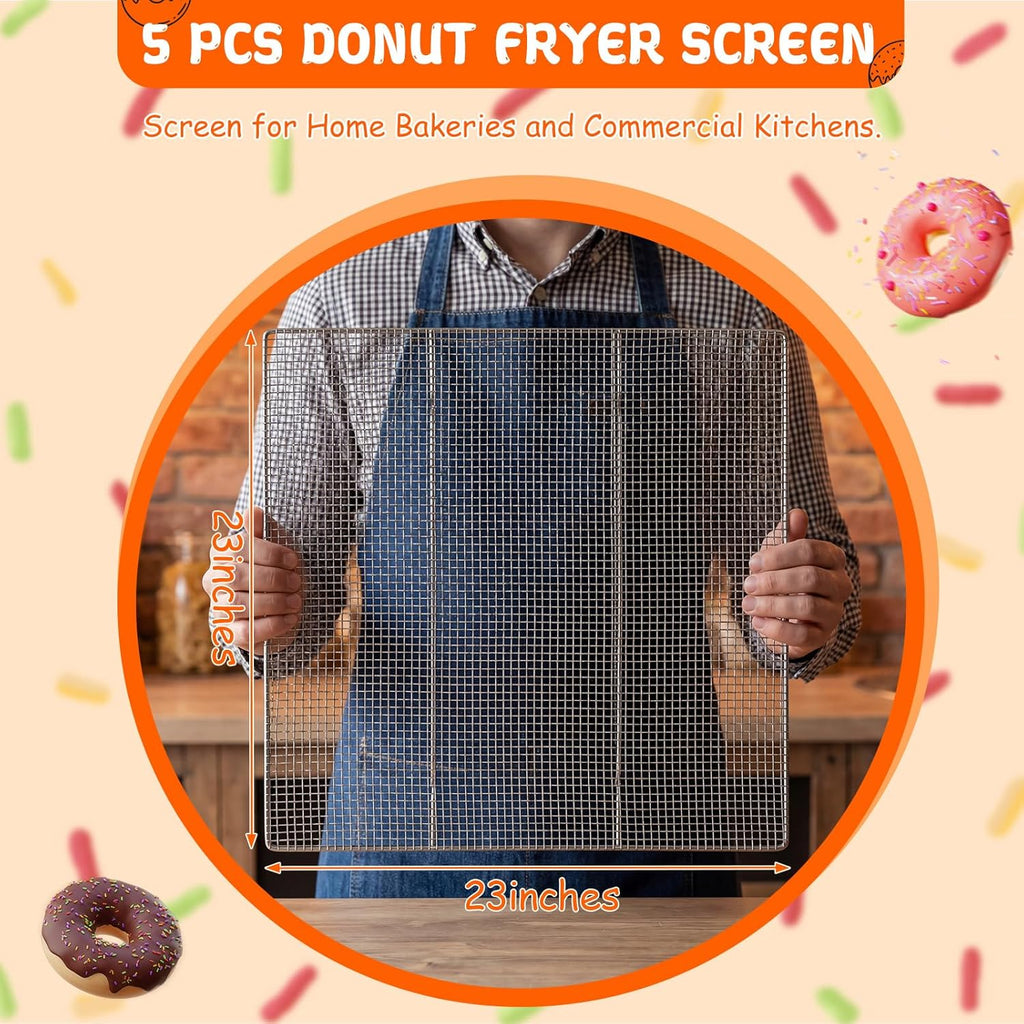 Yaocom 5 Pack Stainless Steel Bakery Screens - Heavy Duty 23"x23" Cooling Grids for Donuts & Pastries