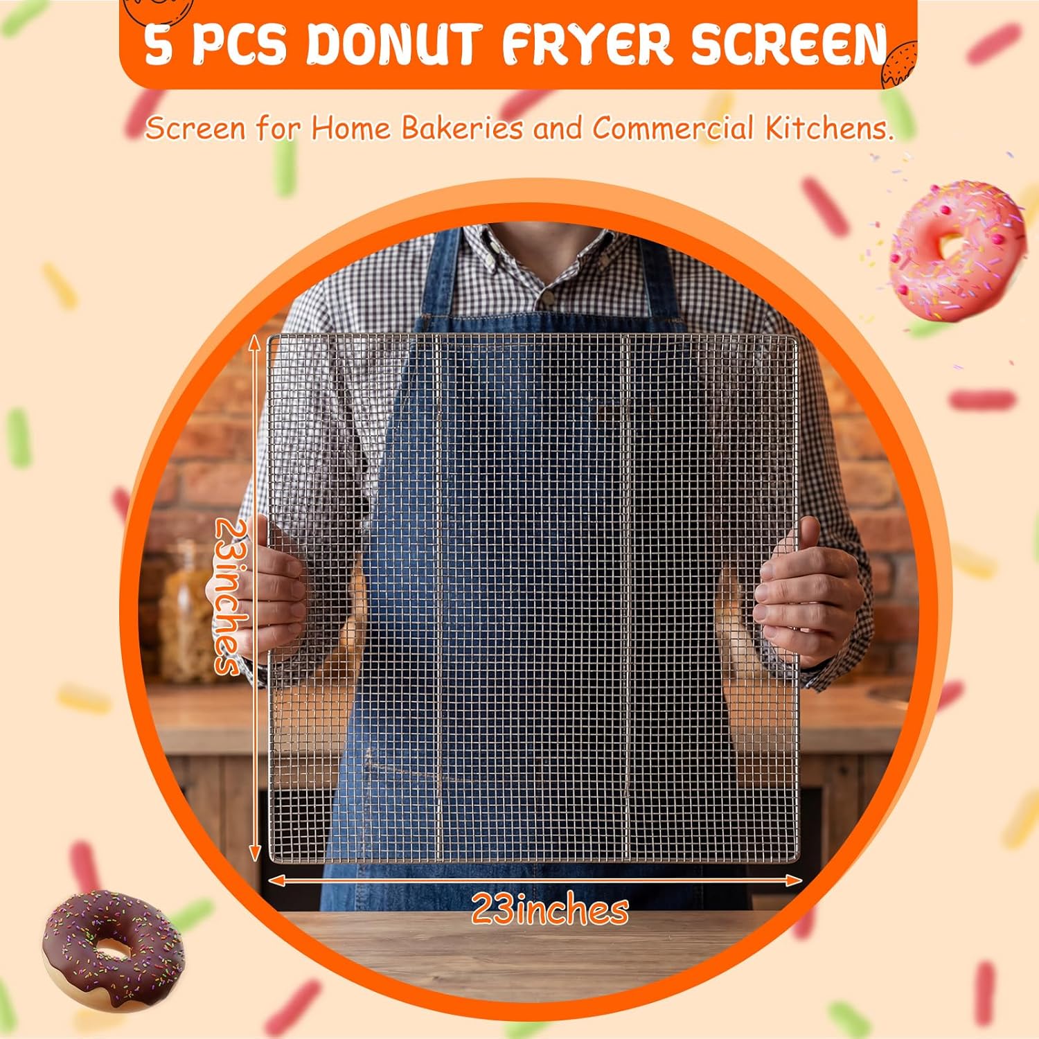 Yaocom 5 Pack Stainless Steel Bakery Screens - Heavy Duty 23"x23" Cooling Grids for Donuts & Pastries