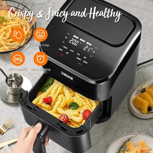 DEIME Air Fryer 4.5 Qt - Compact Digital Air Fryer for Quick Meals | Nonstick & Dishwasher Safe (Black)
