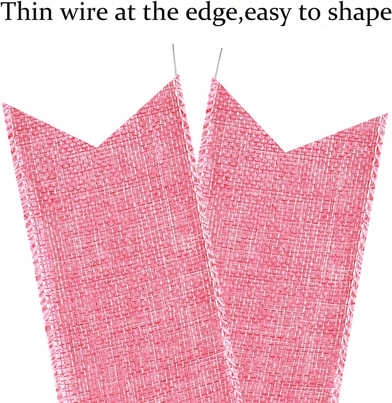 Skiennix Large Pink Easter Wreath Bows - Spring Tree Topper Decor with Burlap & Glitter | 2 Pcs