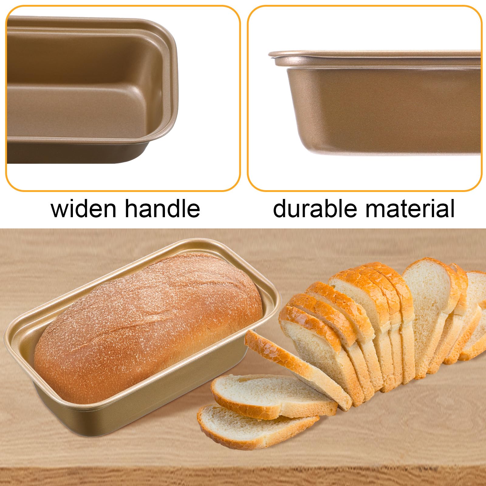 MAQUITA 12 Pcs Mini Loaf Pans for Baking Bread, 6.1 x 3.3 x 2.1 Inches Small Banana Bread Pan Nonstick, Rectangle Carbon Steel Baking Pan for Oven Available Homemade Bread Meatloaf Loaf Cake, Gold