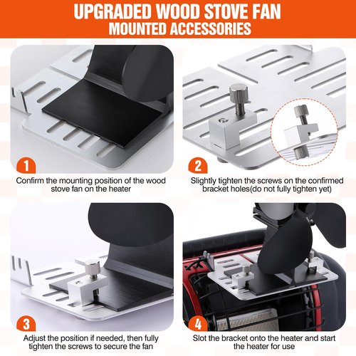Dreyoo Upgraded Wood Stove Fan Bracket, Compatible with Mr. Heater Buddy MH9BX, MH12HB, MH18B, Heat Powered Stove Fan Mounted Accessories, Aluminum Alloy Bracket with Adjustable Sliding Block System