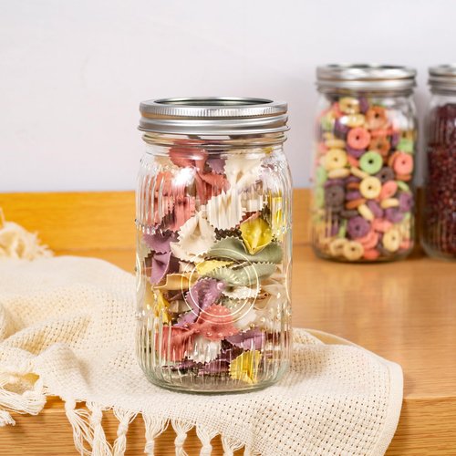 Amzcku 32oz Vintage Mason Jars with Lids, Wide Mouth Quart Canning Jar 12 Pack