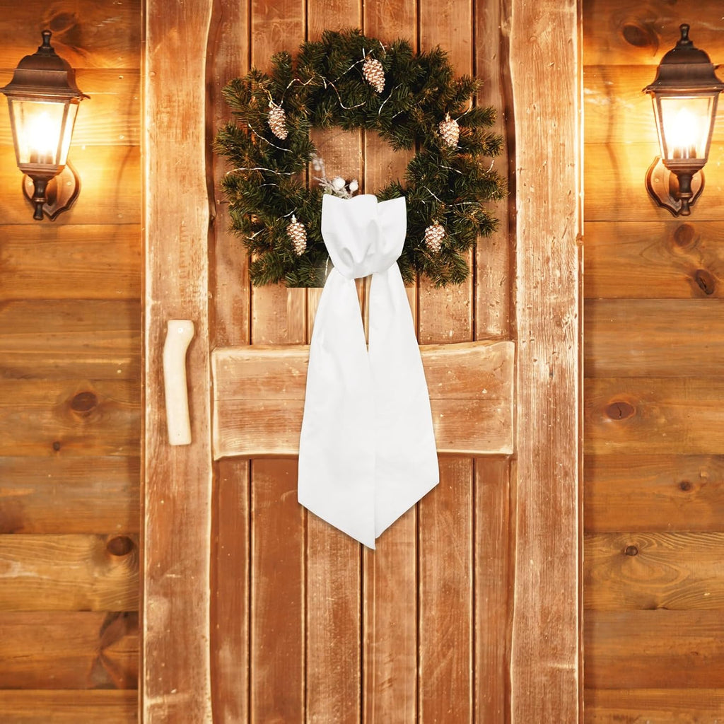 Regine Switzerland Christmas Wreath Sash - 10-Piece Winter White Cotton Ribbon Bow for Door Decor