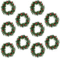 Lystaii Christmas Candle Rings - 10pcs Red Artificial Berry & Grass Mini Wreaths for Holiday Decor | Medium Size