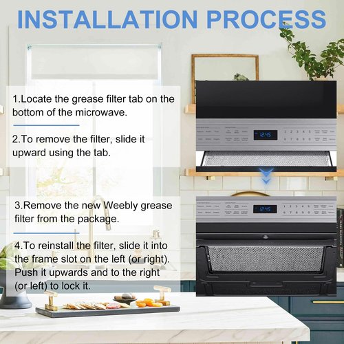 4Pcs 5304464105 5304509444 Frigidaire Microwave Grease Filter, 5"x7-5/8"x3/32" Compatible with WB06X10608 5304517871 4920114 AP6809087 PS12585760 EAP12585760 by TOMOON