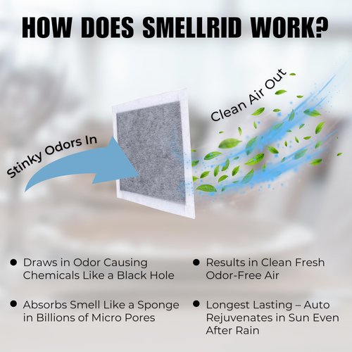 SMELLRID Activated Charcoal Odor Absorbent Pads – 12 Unscented Adhesive (4"x4") Charcoal Pads for Body Odor, Shoes, Underwear & On-the-Go Eliminator