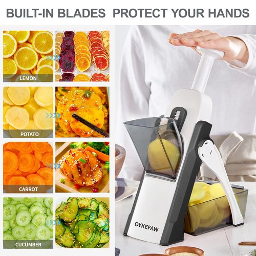 OYKEFAW Safer Mandoline Slicer For Kitchen, Potato Slicer for Chips, Vegetable & Food Cutter, Thickness Adjustable 0.1-8 mm, Kitchen Faster Slice Artifact (Only Slicer)