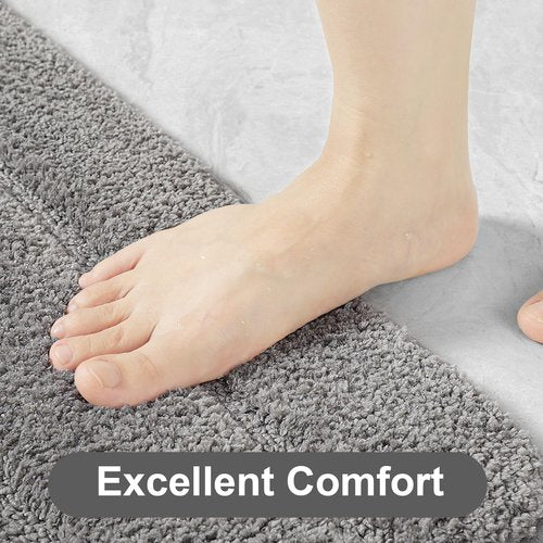 LOCHAS Long Bathroom Rugs Runner, 24" x 60" Large Bath Rug Non Slip Washable, Absorbent Microfiber Bath Mat Luxury Soft, Cozy Bathroom Runner Rug for Shower Quick Dry, Grey