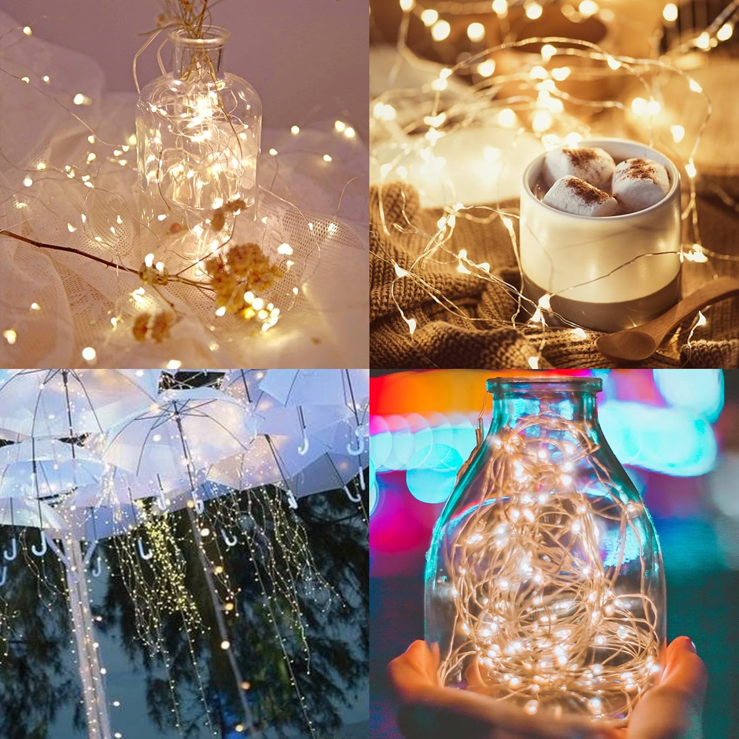 WATERGLIDE 12 Pack Mini Fairy Lights - 7 Ft Waterproof LED String Lights for Wedding & Party Decor | Warm White