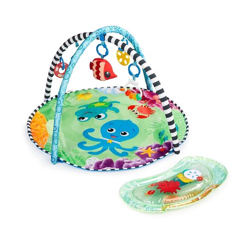 Baby Einstein Sea Floor Explorers Water Mat - 2-in-1 Portable Tummy Time Play Gym for Newborns