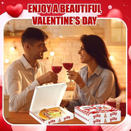 Fullhawl 50 Pcs Valentine‘s Day Heart Mini Pizza Box Square Cardboard Pizza Box Small Cookie Boxes for Valentine Celebrations Party Favors Birthdays Weddings, (5.1 x 5.1 x 0.78 Inches)