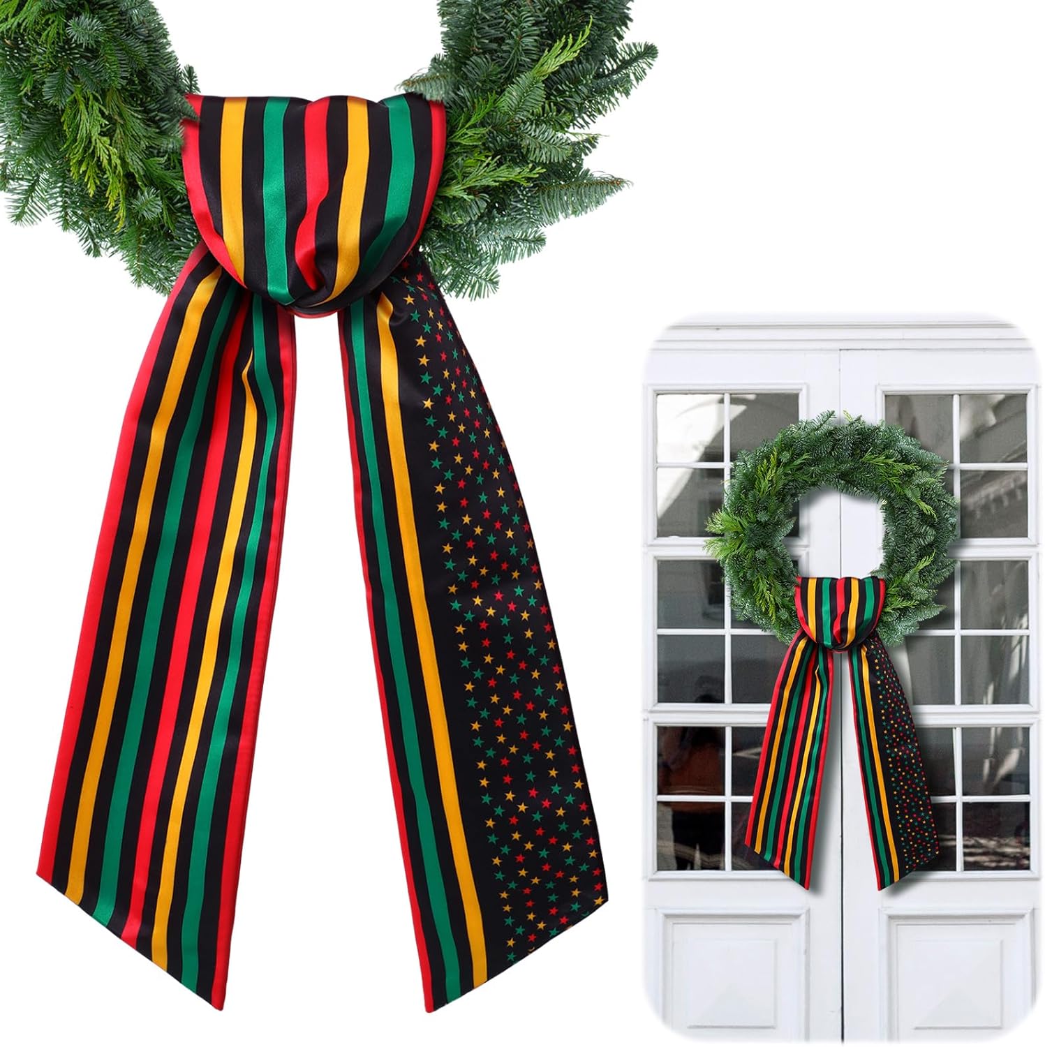 VitalCozy Happy Juneteenth Wreath Sash - Satin Ribbon for Embroidery Monogram | Indoor/Outdoor Decor