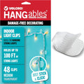 VELCRO Brand Indoor Light Clips - Damage-Free String Light Holders, 100 ft Capacity, 48 Pack