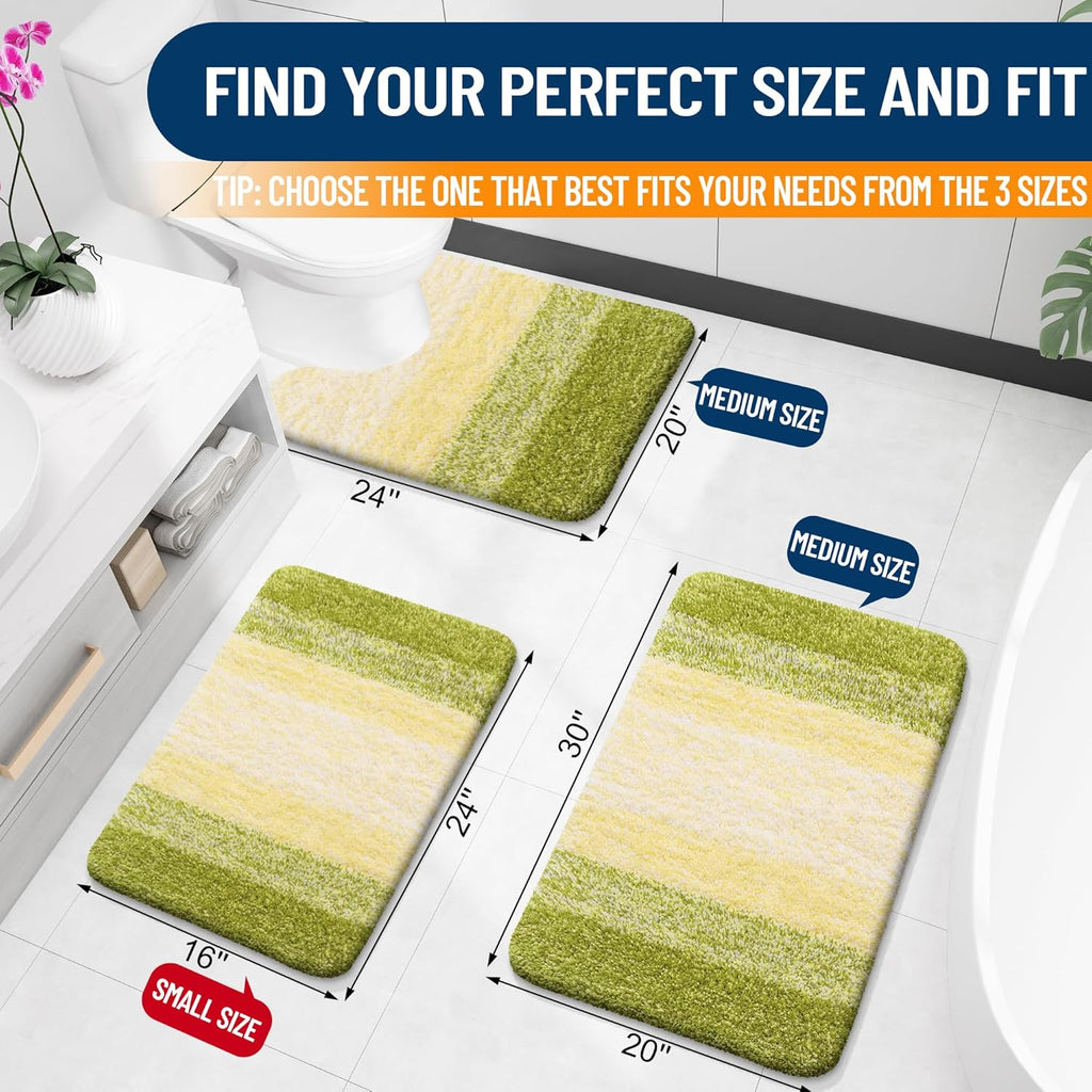 OLANLY Bathroom Rugs - Extra Soft Microfiber Mat with Rubber Backing | 30x20 Inches, Olive Green