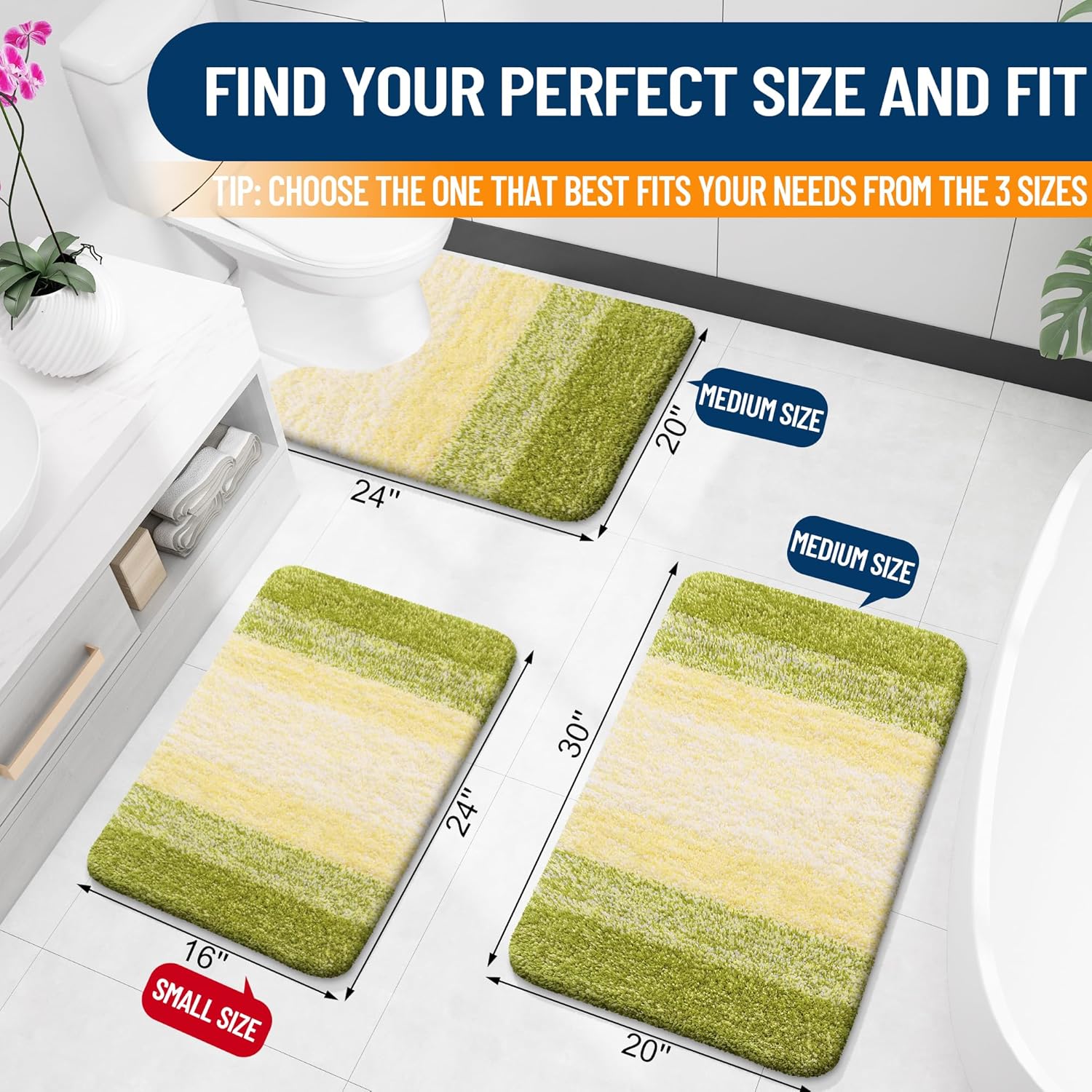 OLANLY Bathroom Rugs - Extra Soft Microfiber Mat with Rubber Backing | 30x20 Inches, Olive Green