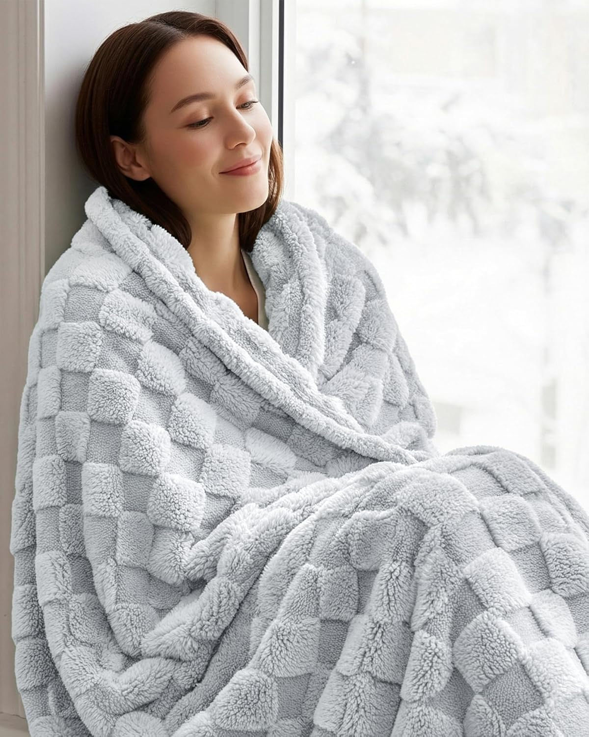 Utopia Bedding Cool Grey Checkered Fleece Throw Blanket - Soft Plush Cozy 50x60 Inches for Couch & Bed