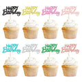 Ercadio 24 Pack Happy Birthday Cupcake Toppers - 8 Vibrant Colors for Kids' Parties & Celebrations