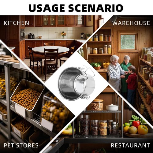 Alinwirsy 12L/3.2 Gal 304 Stainless Steel Food Containers 404 Oz Stainless Container with Lid and Lock Airtight Canister for Storage 304 Stainless Steel Food Storage Containers Stainless Bucket
