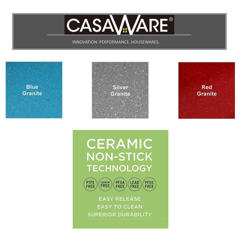 casaWare Jumbo Muffin Pan 6 Cup Ceramic Coated Non-Stick (Blue Granite)