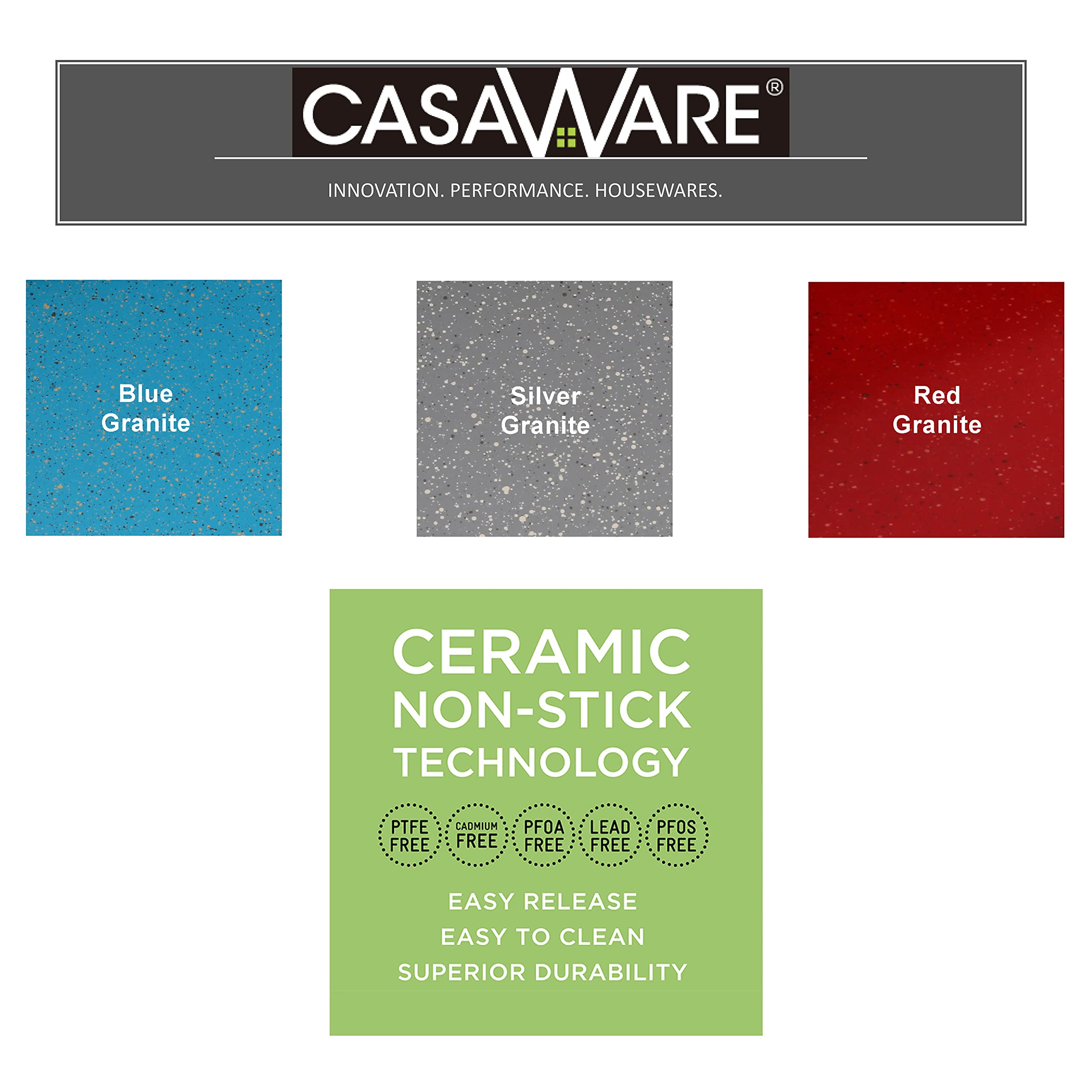 casaWare Jumbo Muffin Pan 6 Cup Ceramic Coated Non-Stick (Blue Granite)