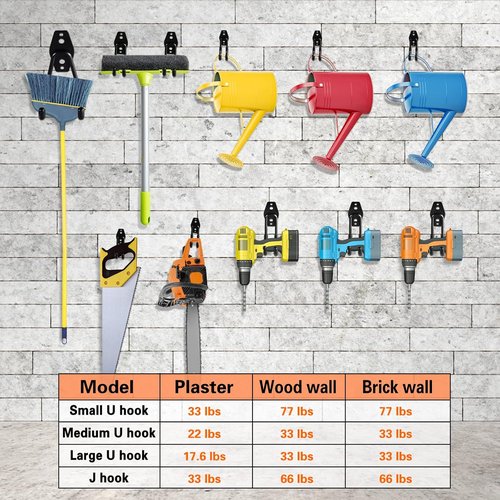 HUPBIPY Heavy Duty Garage Hooks - 12 Pack Steel Wall Mount Storage Organizer for Tools & Bikes