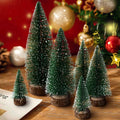 Skiennix Mini Christmas Trees - 6pcs Bottle Brush Decorations for Indoor/Outdoor Holiday Decor | Green