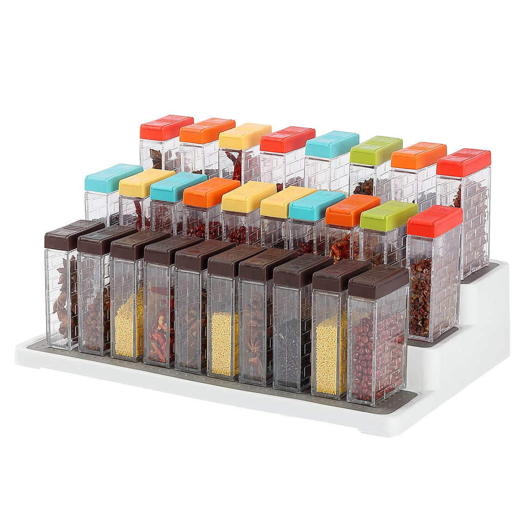 URALFA Small Spice Containers with 2-in-1 Lids 24 Pack, Spice Shakers with Adjustable Holes and Lids Seasoning Jars with Labels, Travel Seasoning Containers Camping Spice Kit for Home, Kitchen, BBQ