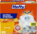 Hefty Ultra Strong 13 Gallon Trash Bags - Drawstring Closure & Odor Control | Citrus Twist Scent, 80 Count