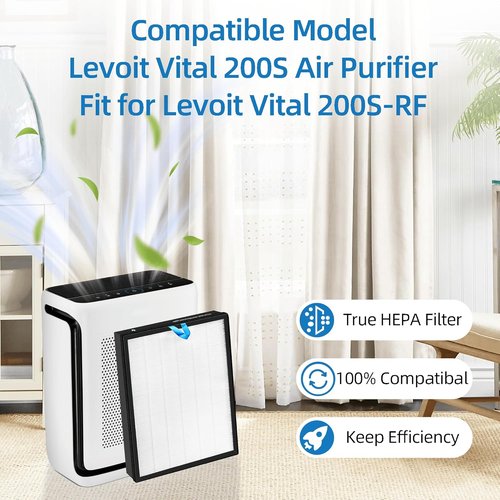 LEVOIT Vital 200S Replacement Filter - 3-in-1 True HEPA & Activated Carbon Filter | 2 Pack, White