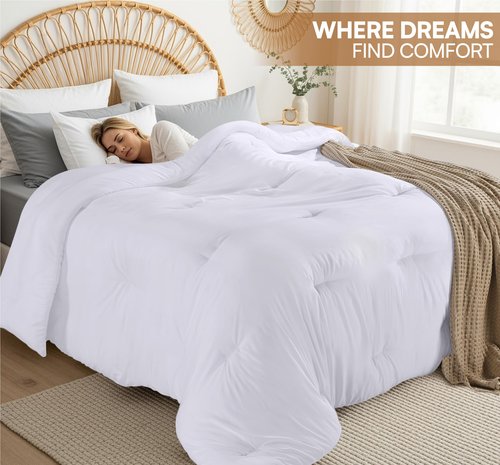 Utopia Bedding Comforters Queen Size, All Season Duvet Insert, Down Alternative Queen Comforter with Corner Tabs, Machine Washable Bed Comforter 88 x 88 Inches (White)