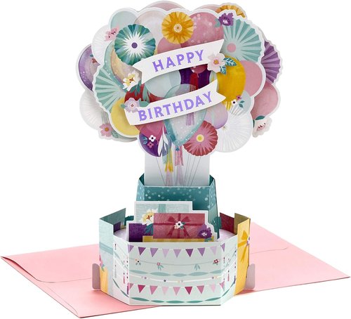 Hallmark Pop-Up Birthday Card for Women - Beautiful Flower Balloons Design