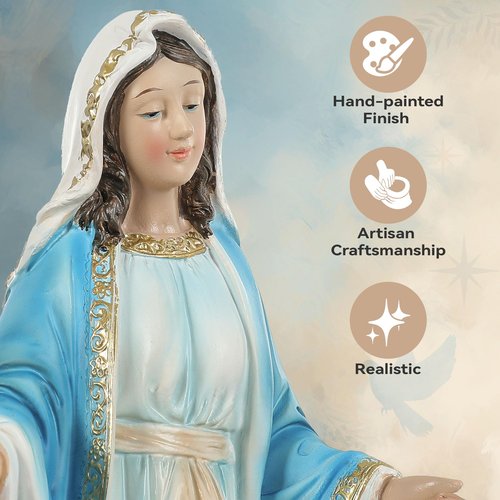 Ultym Blessed Virgin Mary Statue 12", Serene Divine Mercy Mother Statue, Our Lady of Grace Figurine for Home Altar, Church, Office, and Chrismtas Decor, Meaningful Catholic Gifts for Grandma & Mom
