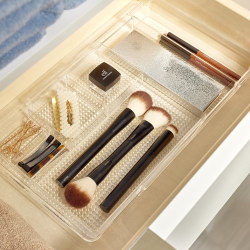 iDesign Expandable Vanity Drawer Organizer, The Clarity Collection – 11.25” to 18.5”, Clear